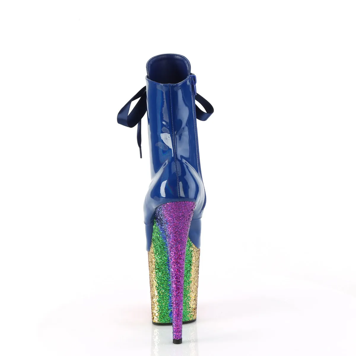 8 Inch Heel FLAMINGO-1020HG Royal Blue Holo Patent Snowboard Boots