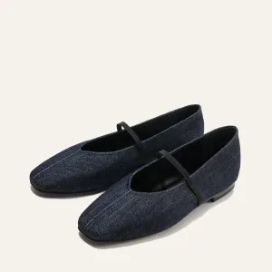 Ballet Flats That Look Like Pointe Shoes The Phoebe - Indigo Denim