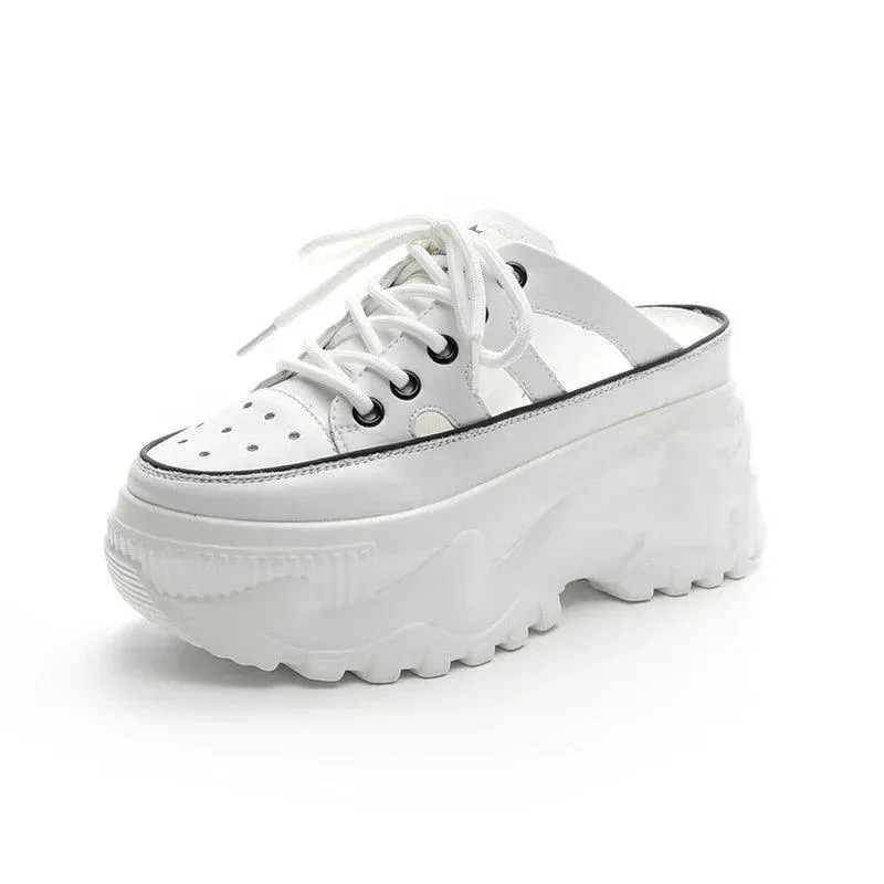 Block Slip-on Platform Sneakers Fancy Flat Sandals