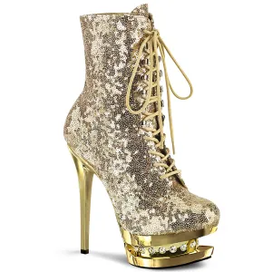 6 Inch Heel BLONDIE-R-1020 Gold Sequins Cheap Steel Toe Boots