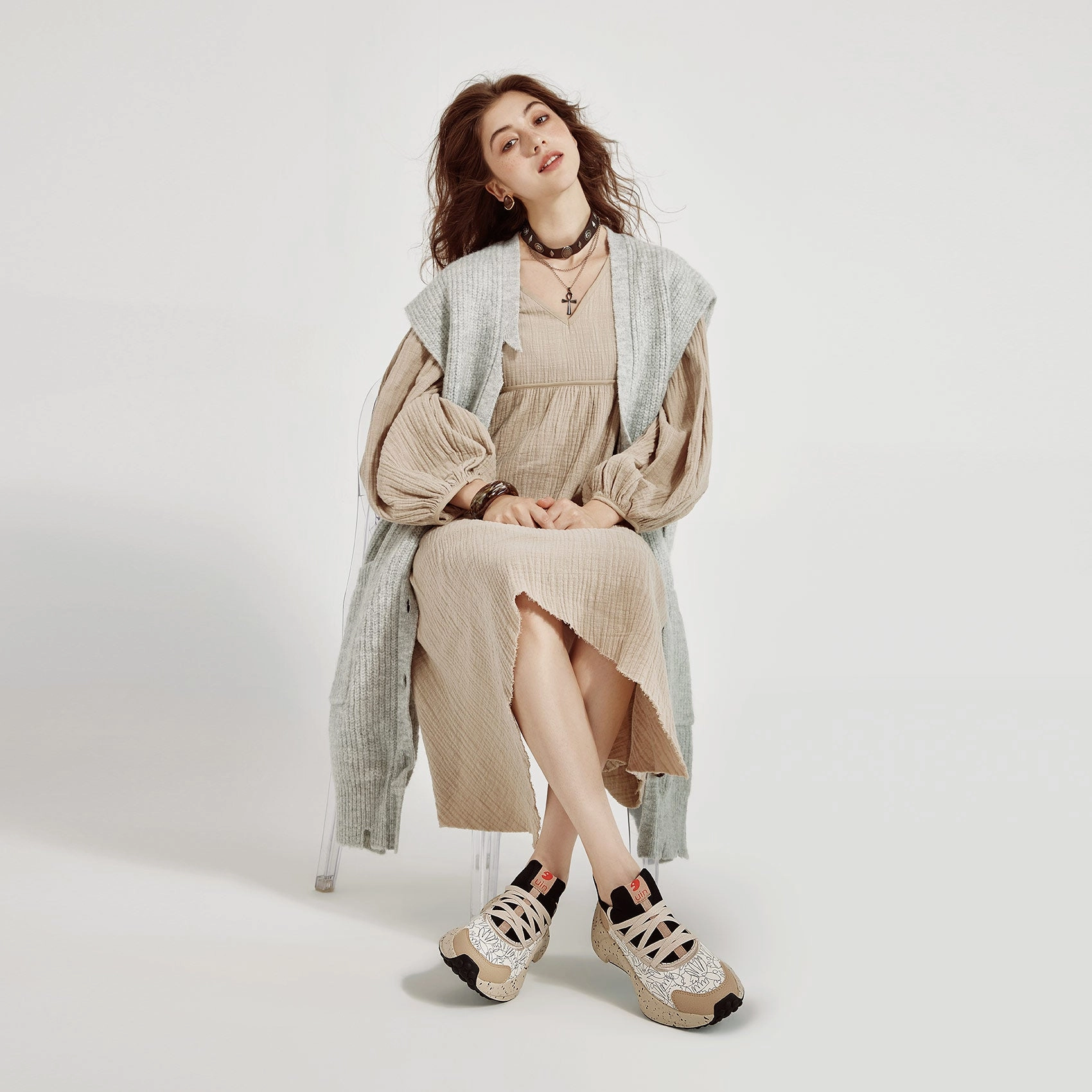 Hand-painted Leaves Sevilla VI Women High Platform Sneakers