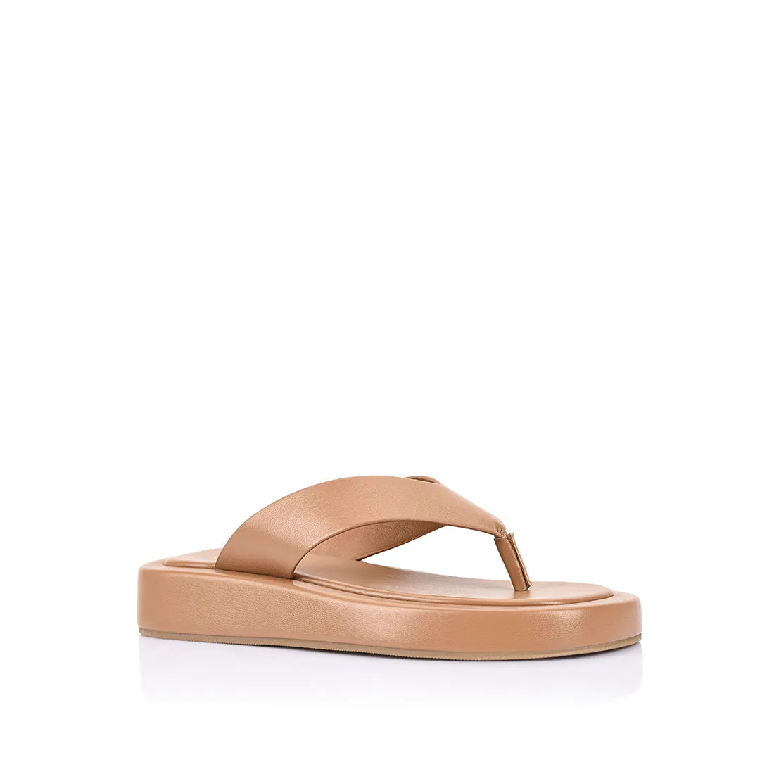 Anti Fatigue Flip Flops Bouncer II Flatform Thongs - Dark Camel Tan