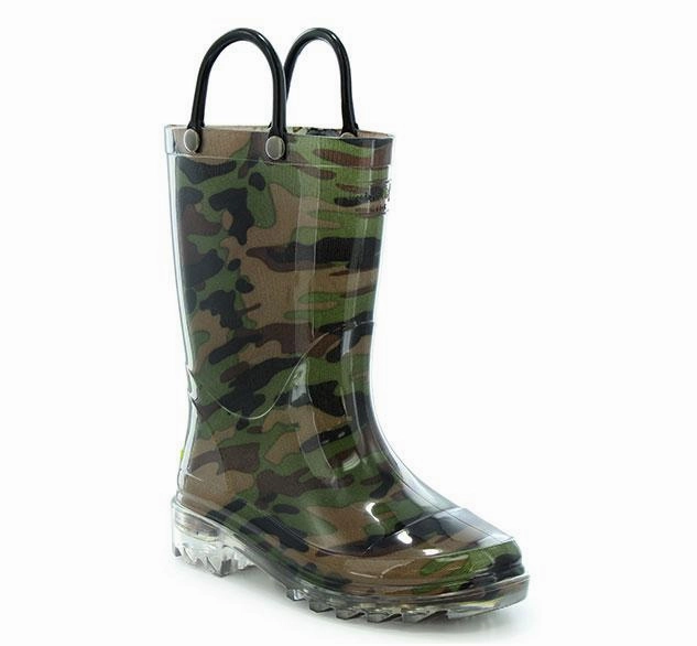 Ridgecut Toughwear Boots Kids Lighted Rain Boot - Camo