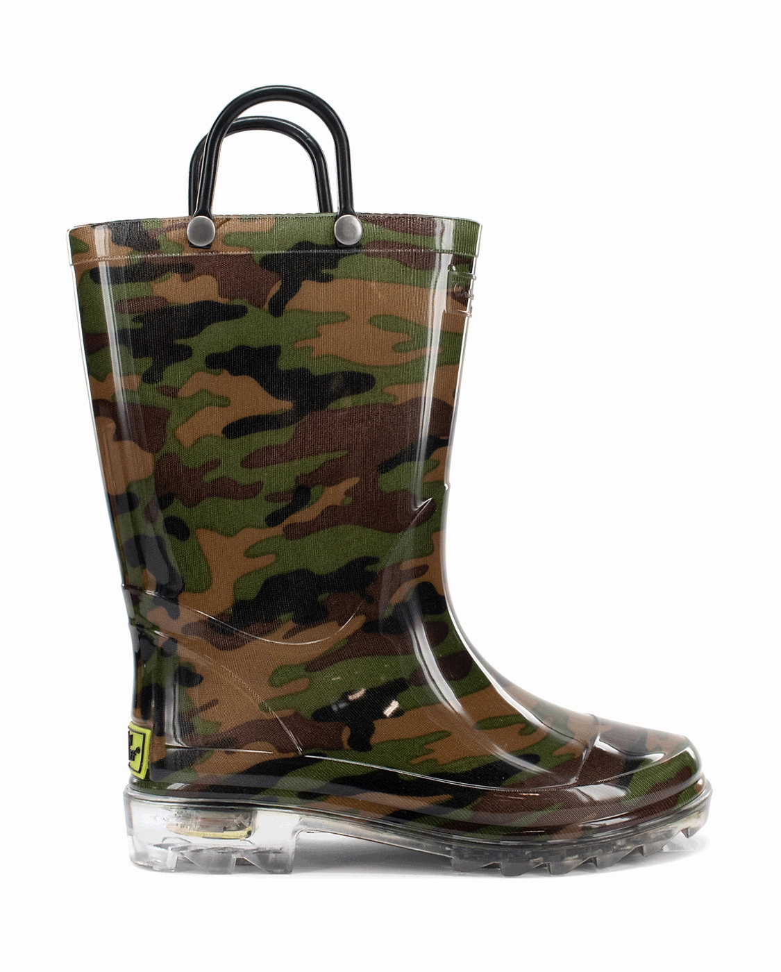 Kids Lighted Rain Boot - Camo Brown Furry Boots