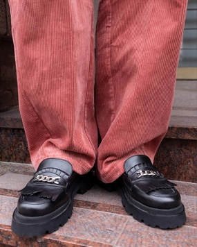 Chunky Loafers Black Grape Leather Loafers Chunky Patent Loafers