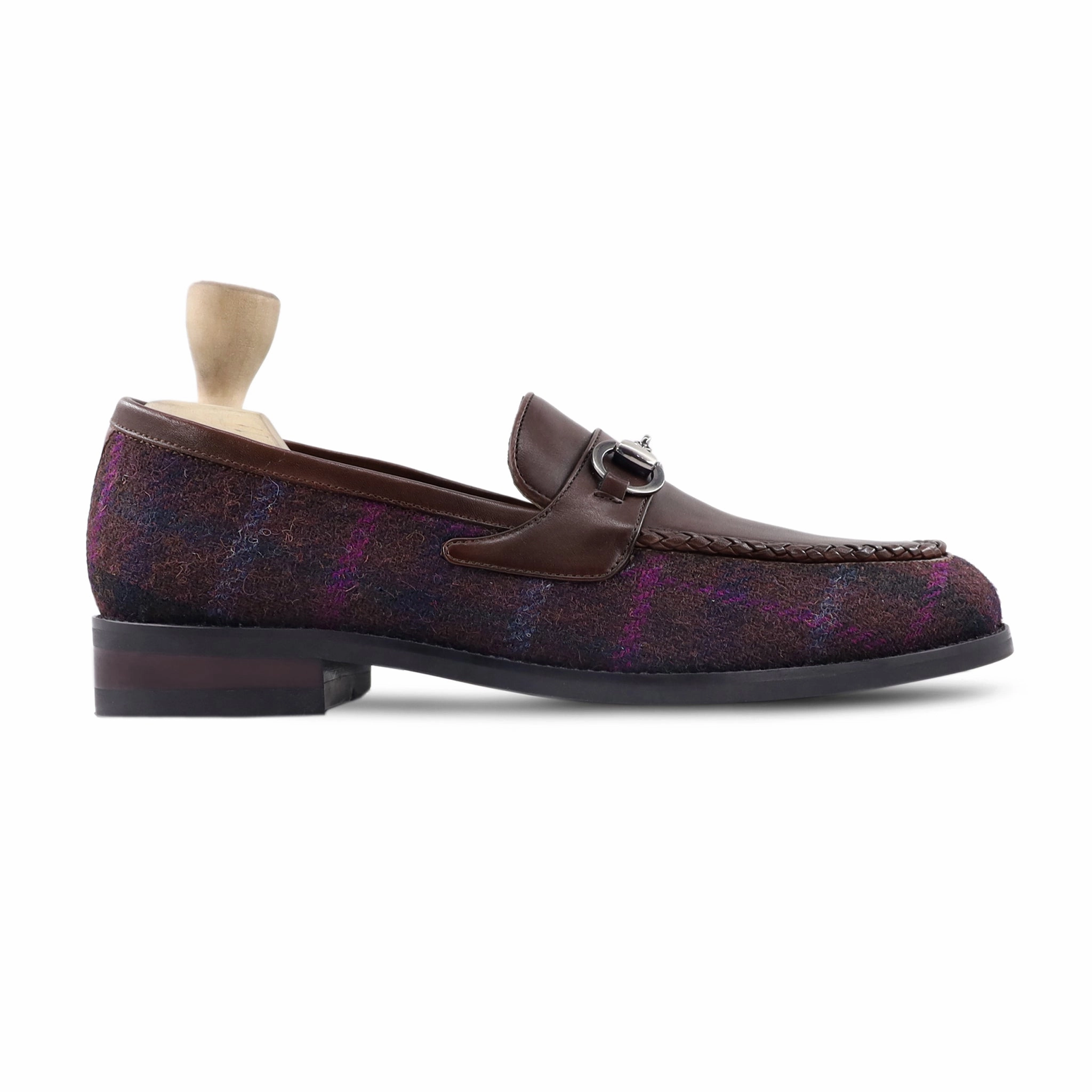 Brenda - Men's Dark Brown Calf Leather and Harris Tweed Loafer Velasca Loafers