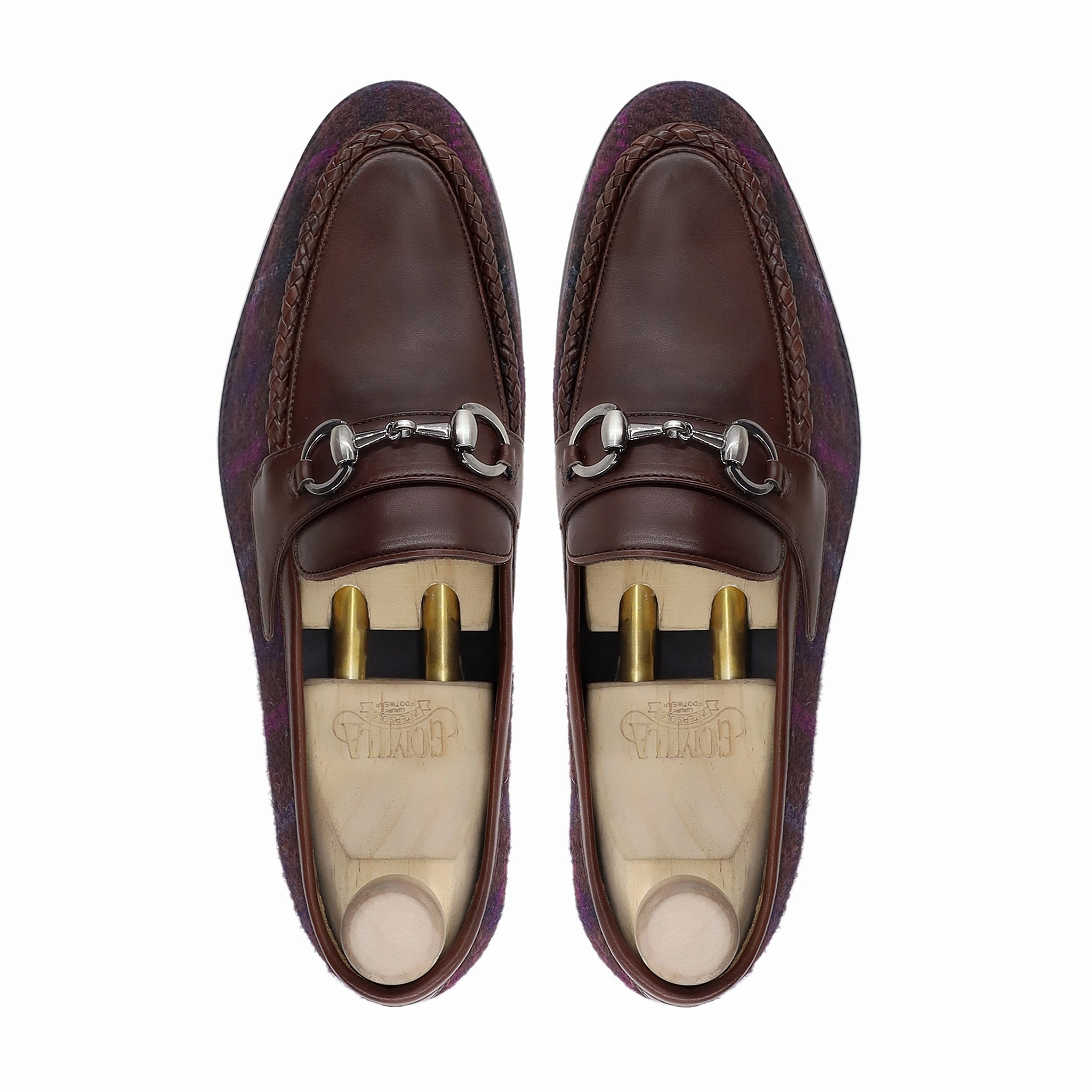 Brenda - Men's Dark Brown Calf Leather and Harris Tweed Loafer Puma Loafers