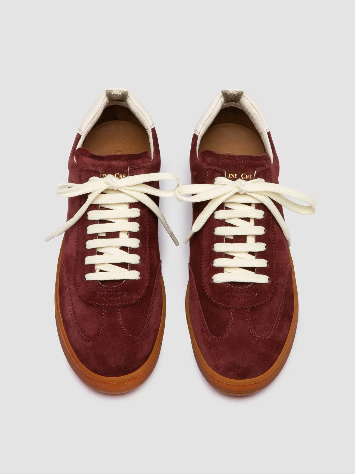 CHANCE 101 - Burgundy Leather and Suede Low Top Sneakers Slide On Sneakers
