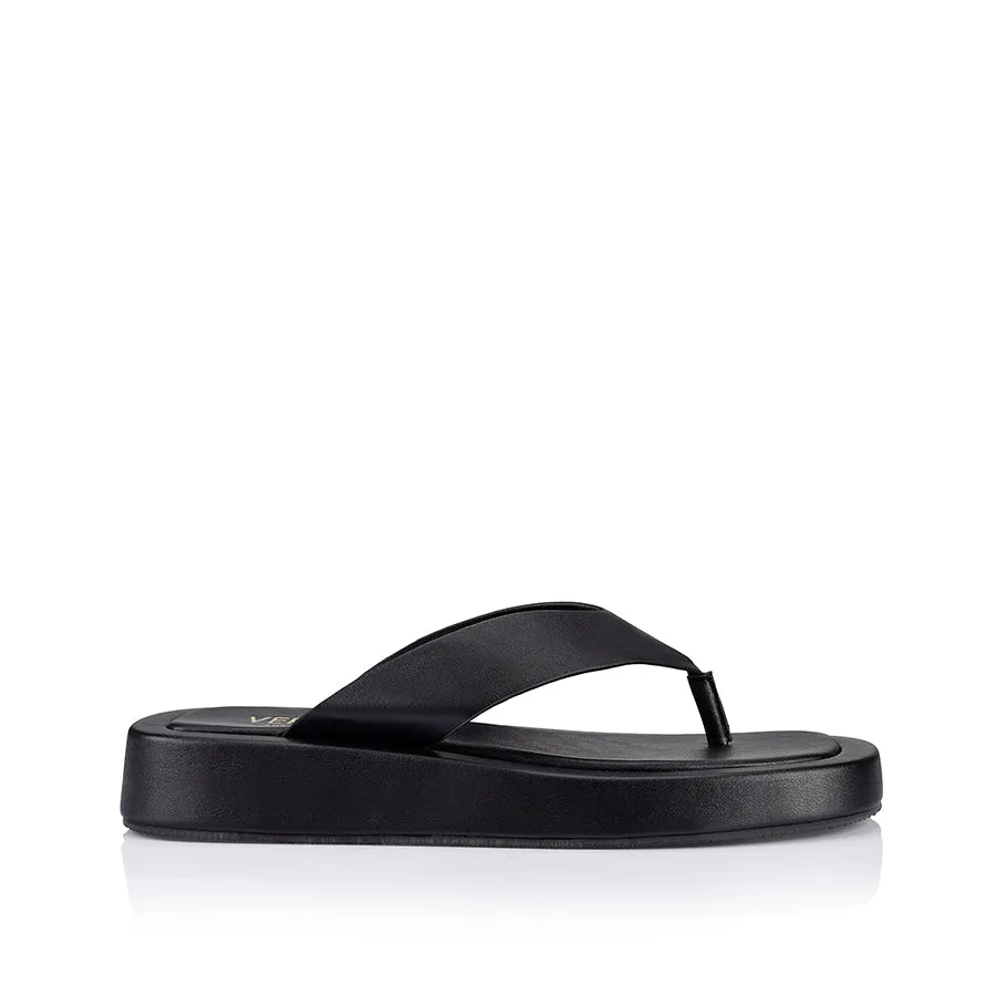 Bouncer II Flatform Thongs - Black Smooth Flip Or Flop Contractor Fired