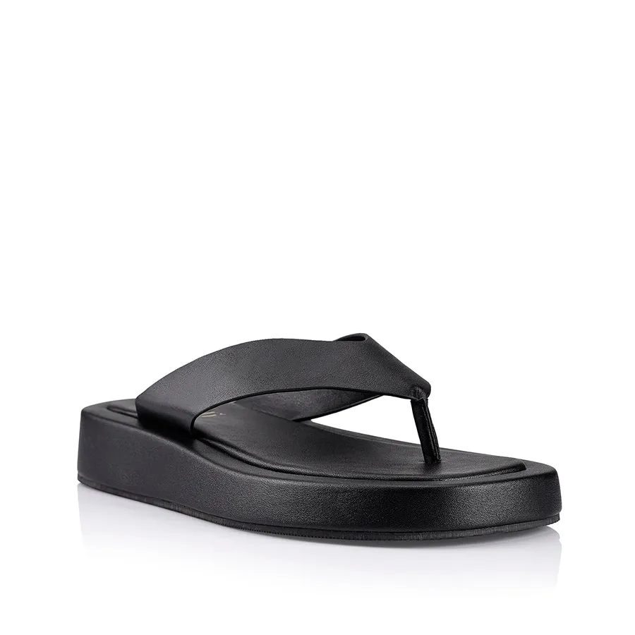 Bouncer II Flatform Thongs - Black Smooth Sand Dollar Flip Flops