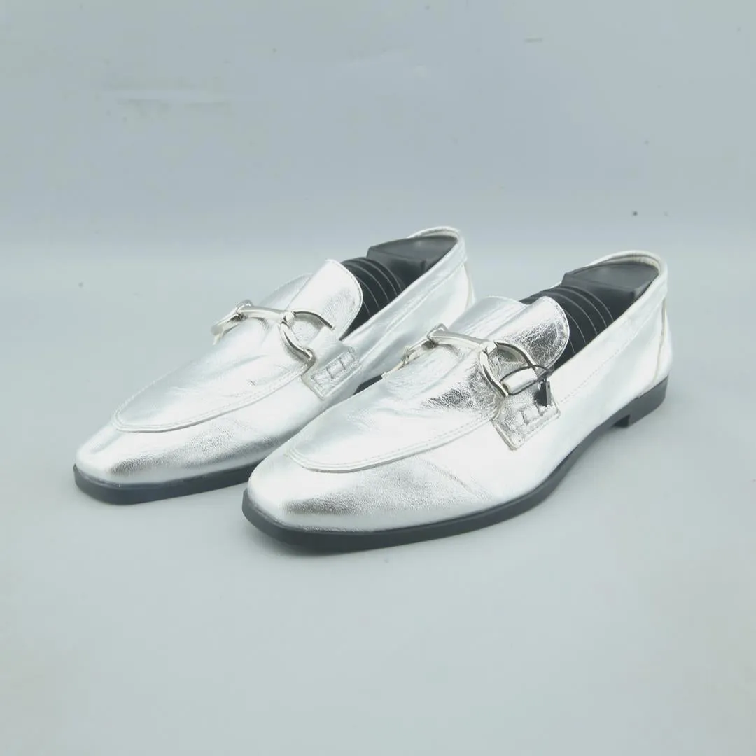 White Leather Slip On Shoes ZARA. .