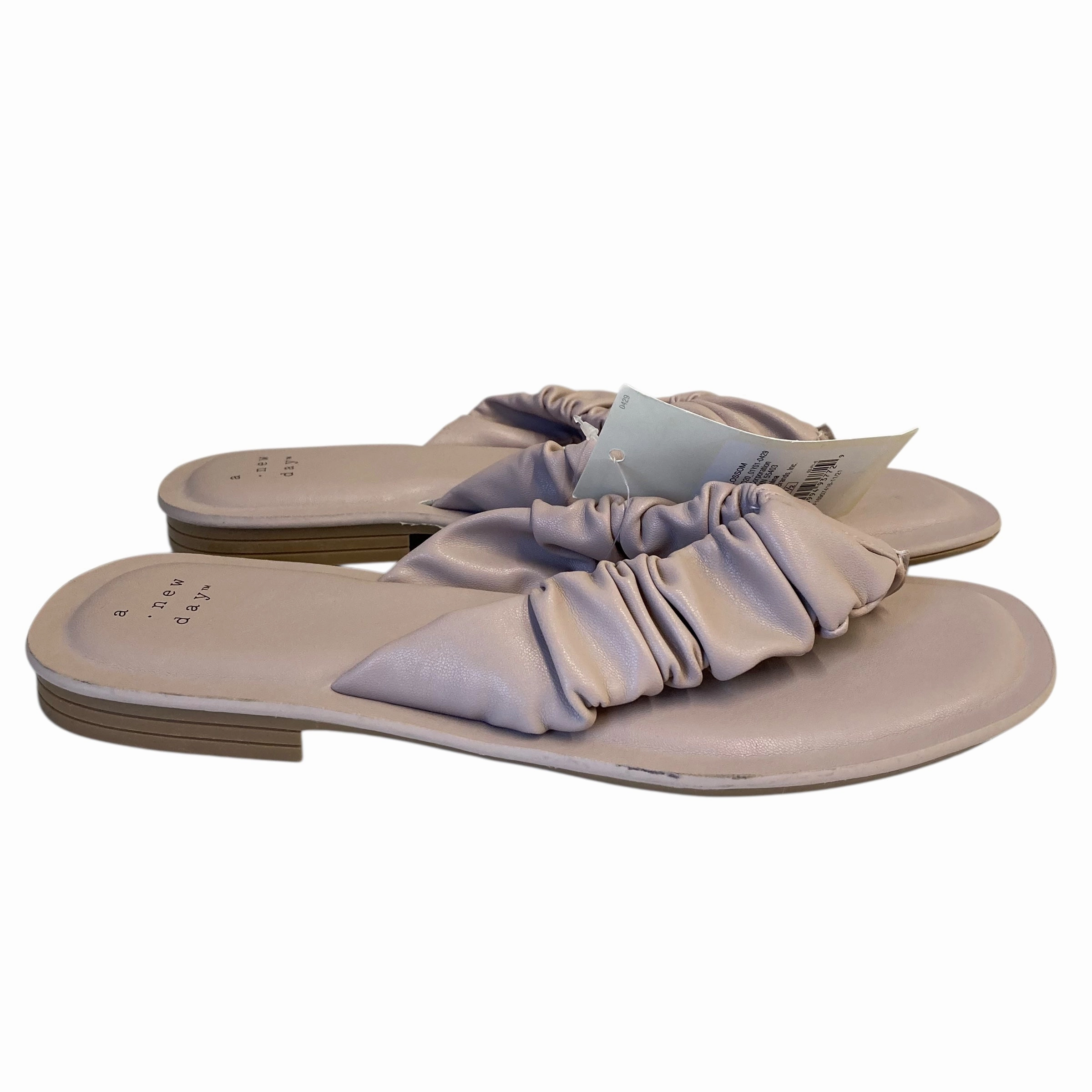 Mule Slip Ons Sandals Flip Flops By A New Day In Pink & Tan, Size:7.5