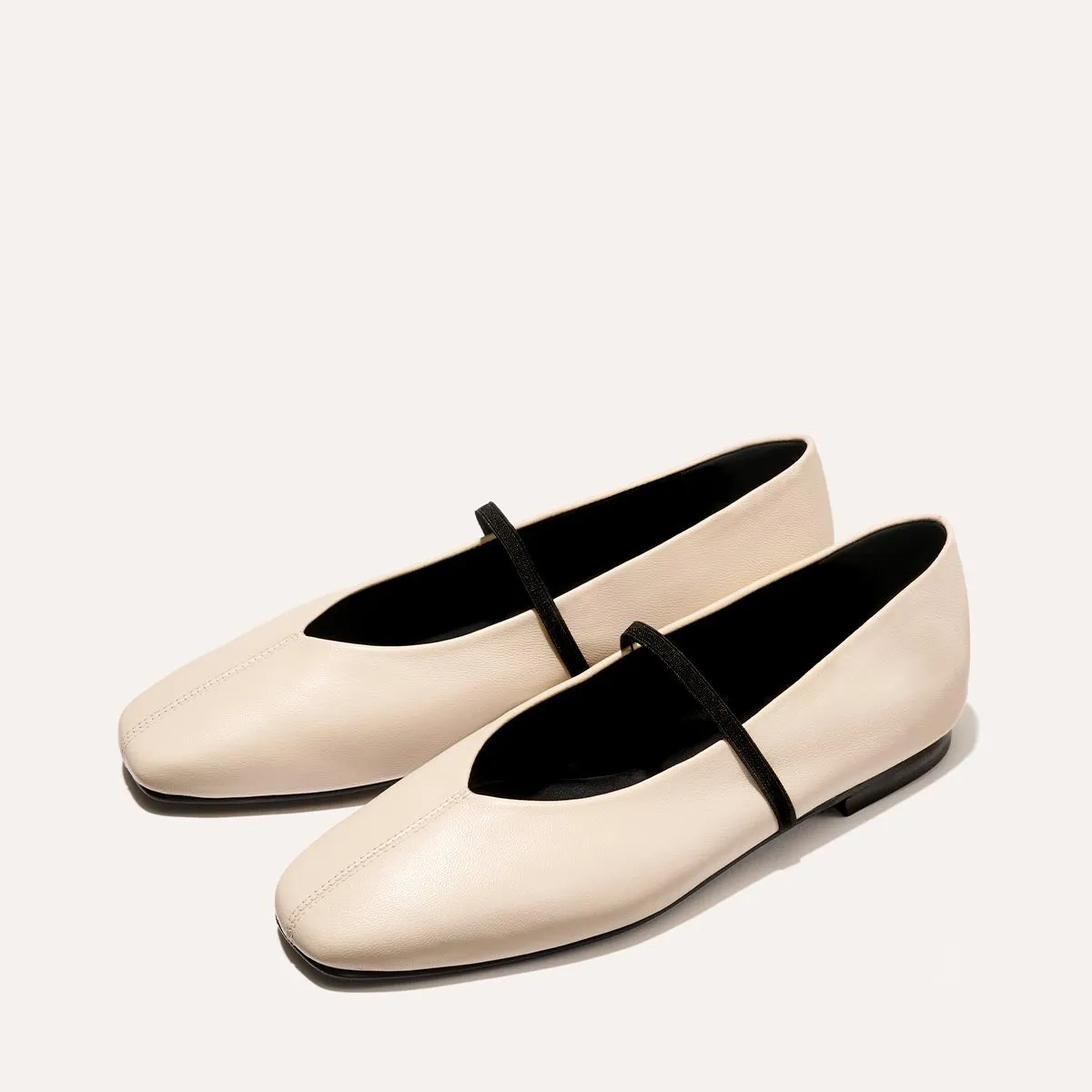 The Phoebe - Bone Nappa Flat Sole Shoes Formal