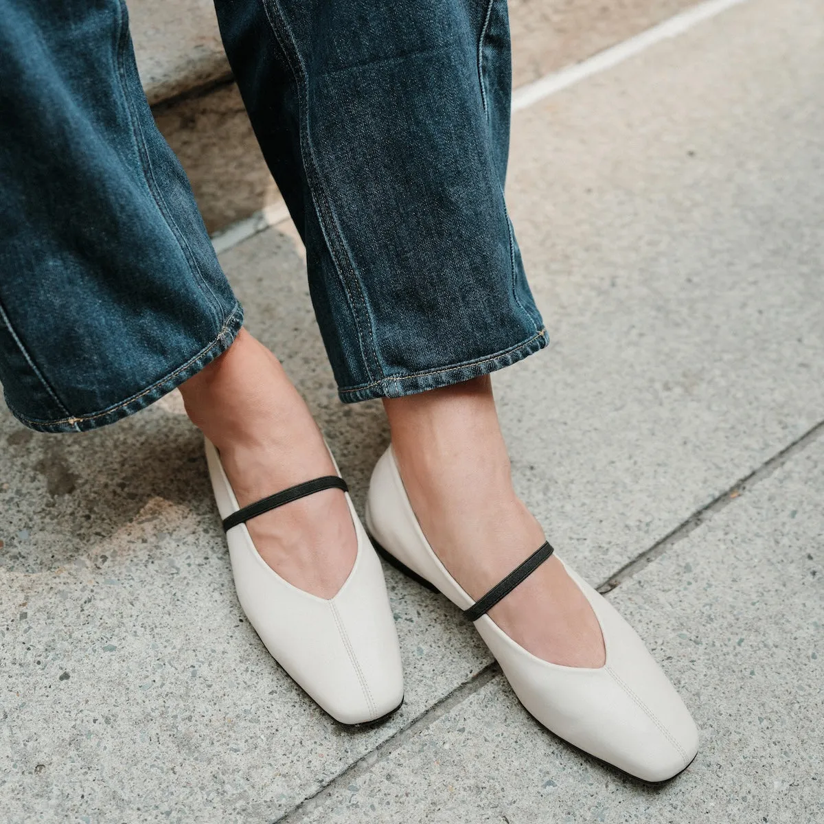 The Phoebe - Bone Nappa Work Shoes Flat