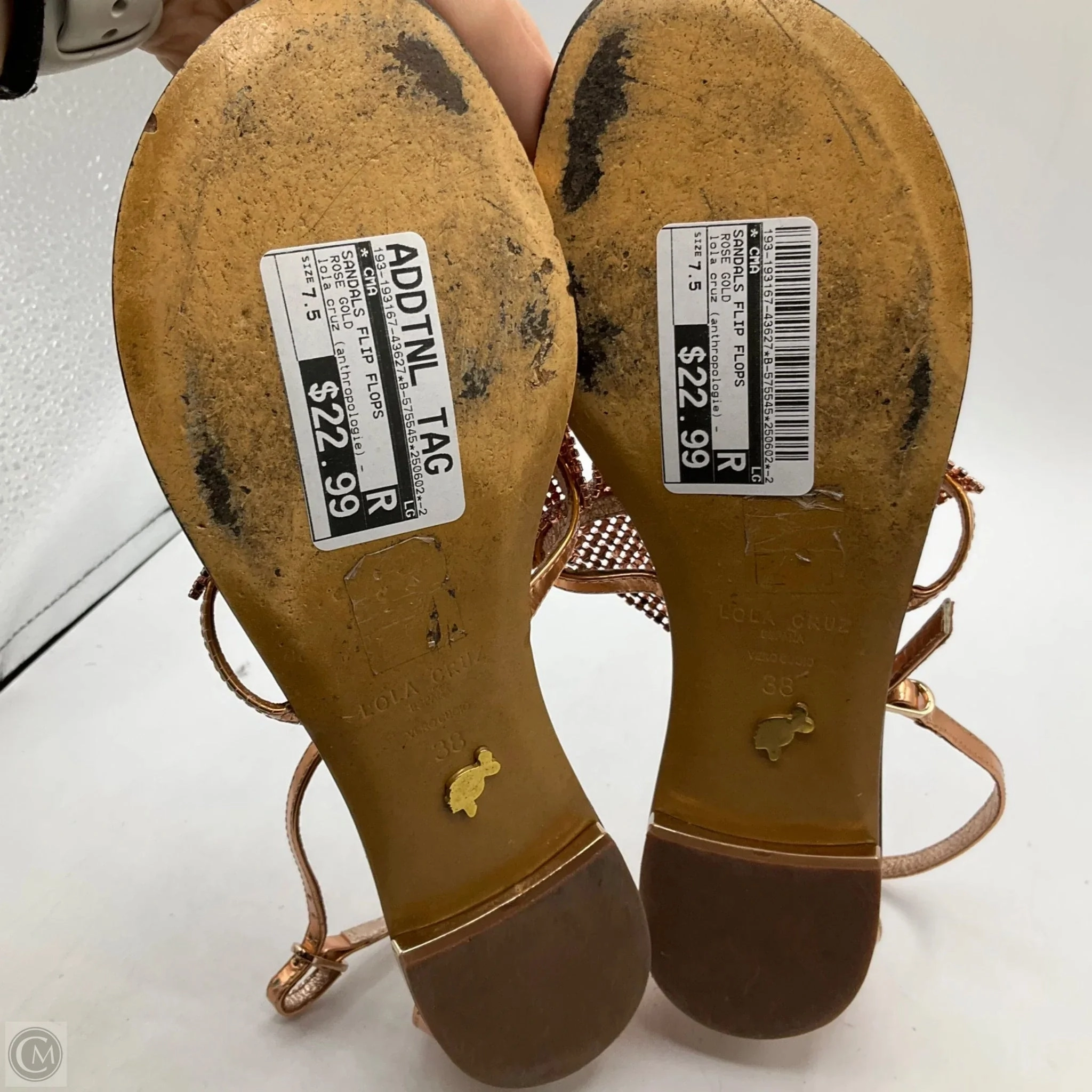 Pirates Flip Flops Sandals Flip Flops By Cma In Rose Gold, Size: 7.5