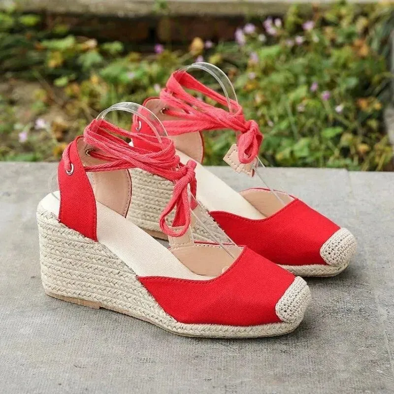Casual Comfortable Wedge Shoes Leather Sandals Flat