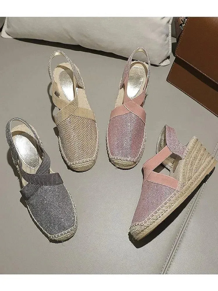 Slide Sandals Vs Flip Flops Casual Stitched Wedge Sandals