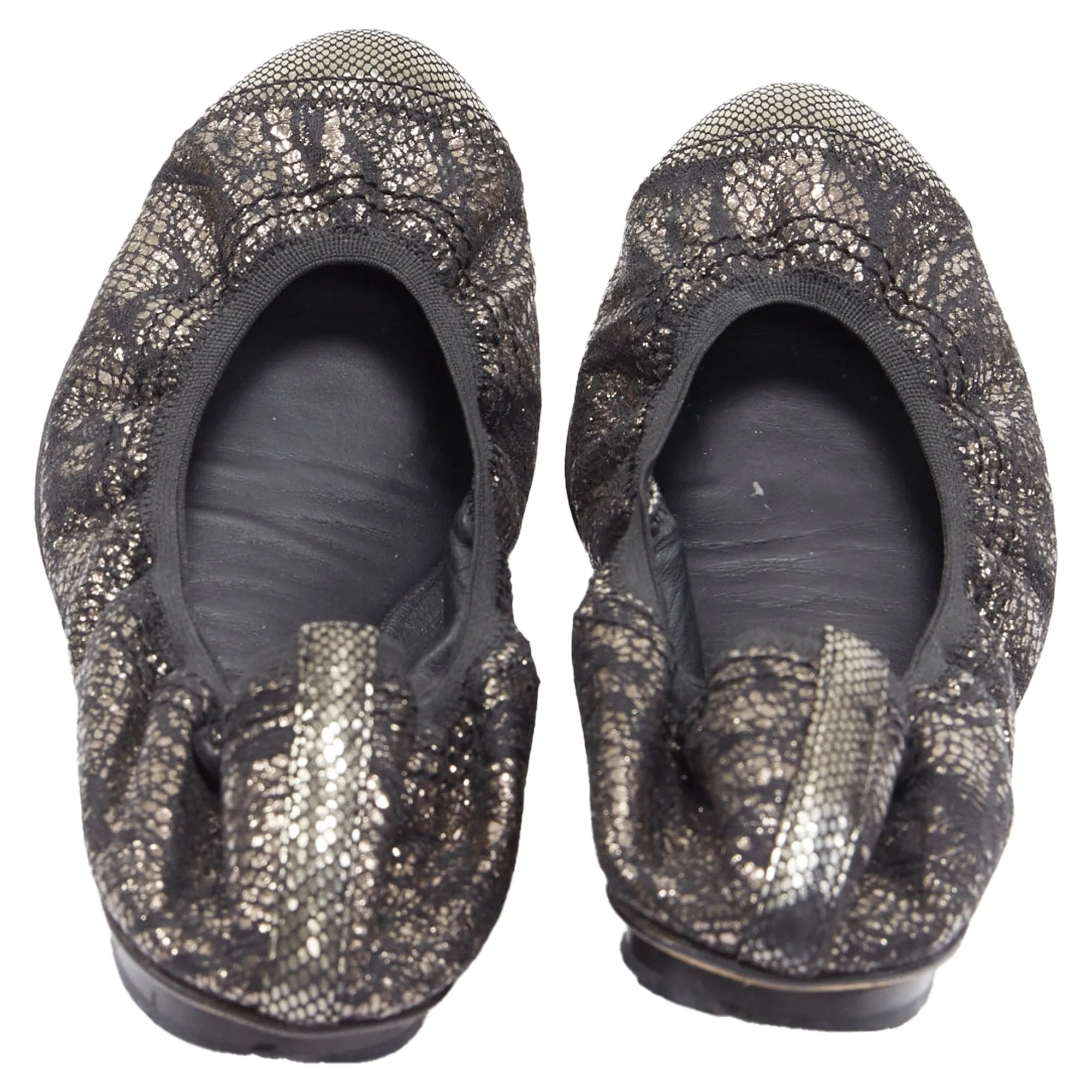 Statement Flat Shoes Chanel metallic copper print stretch ballerina flats