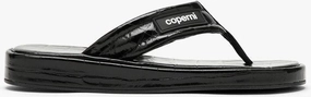 Anti Smell Flip Flops BLACK LEATHER FLIP-FLOP WITH LOGO