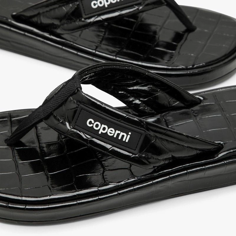 Flip Flops Lifestyle BLACK LEATHER FLIP-FLOP WITH LOGO