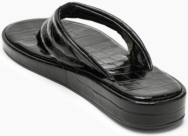 Flip Flops Outfit BLACK LEATHER FLIP-FLOP WITH LOGO