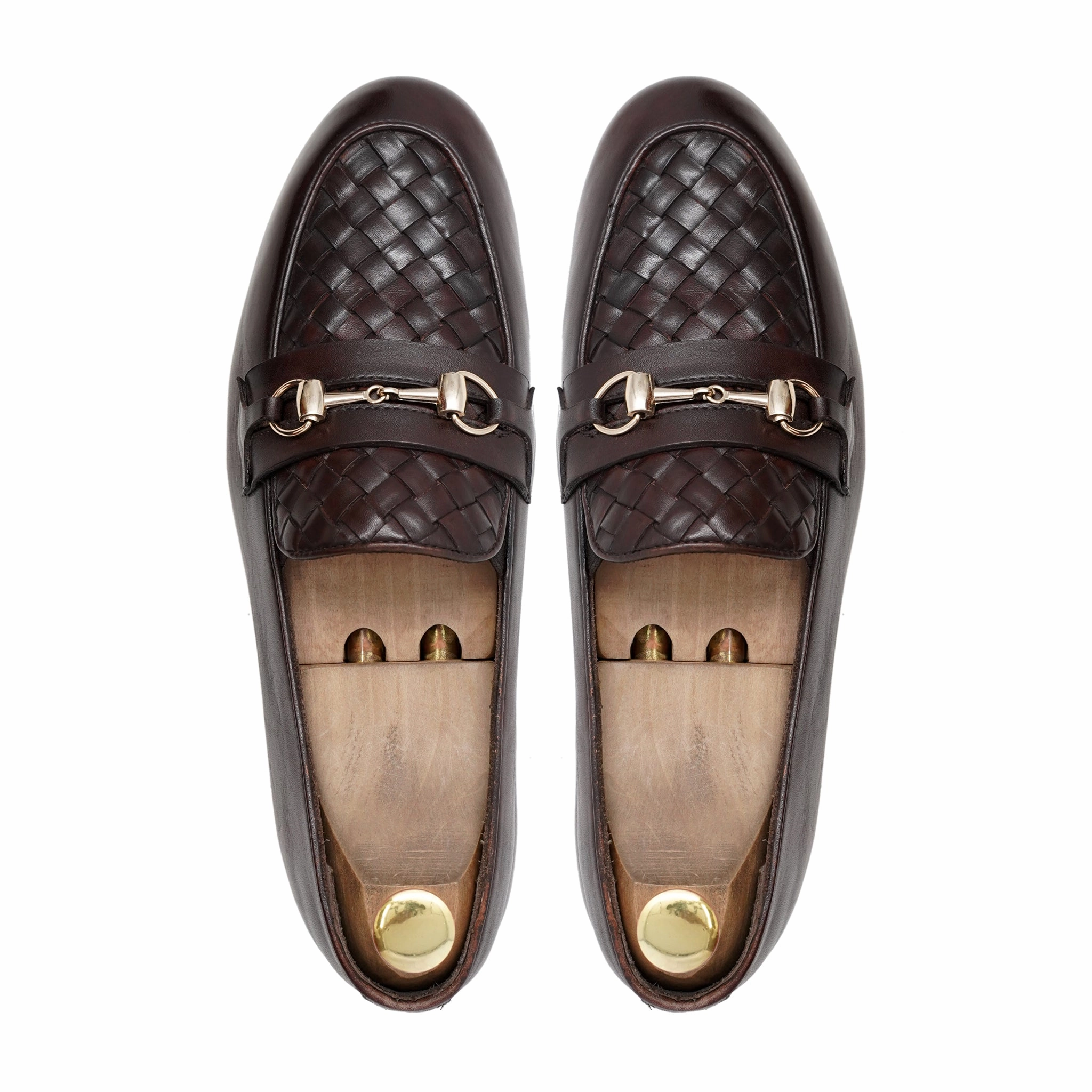 Patent Leather Platform Loafers Windsorian - Men's Dark Brown Calf and Hand Woven Calf Leather Loafer