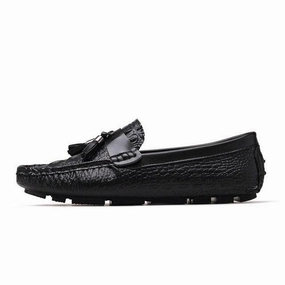 West Louis Leather Moccasins With Crocodile Style Above The Ground Loafers