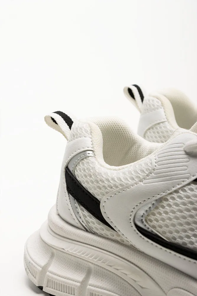 Chunky Mesh Trainers White Best Running Shoes For Plantar Fasciitis