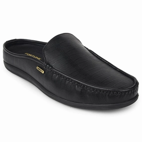 Fortune Black Casual Loafers For Mens VSL-6 By Liberty Do Leather Loafers Stretch