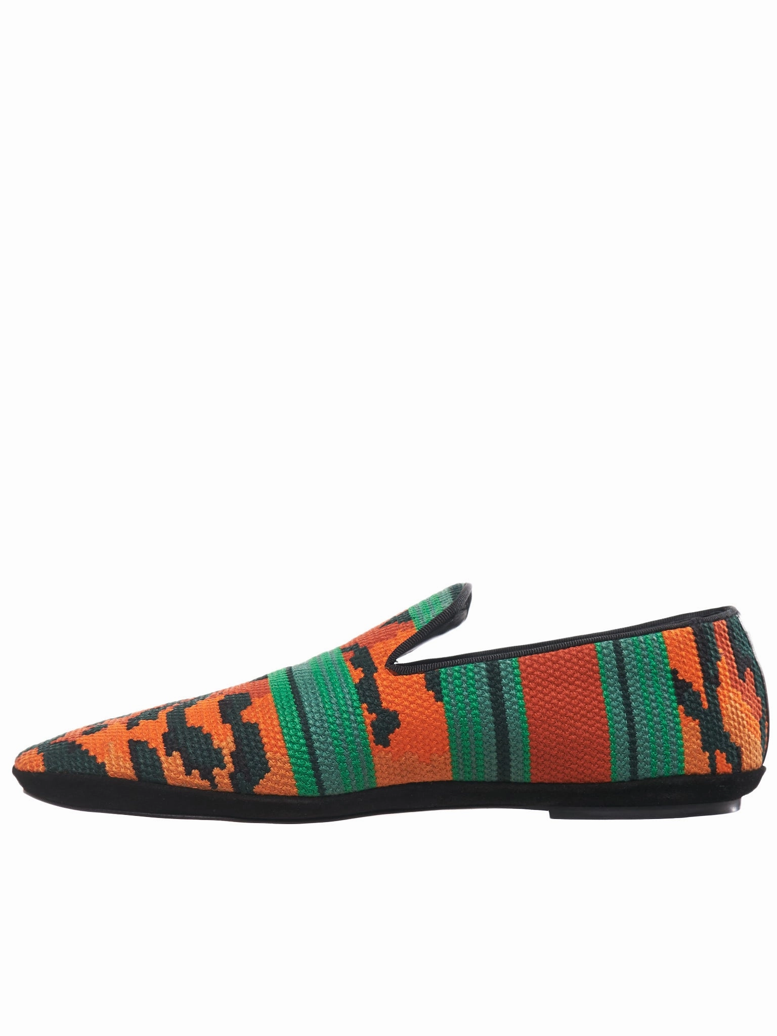 Hermes Loafers Sale Woven Loafer (453-29-594-ORANGE-GREEN)