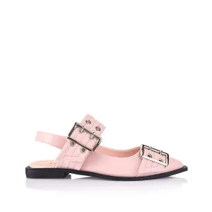 Clea Slingback Buckle Flats - Blush Pink Flat Pedal Boa Shoes