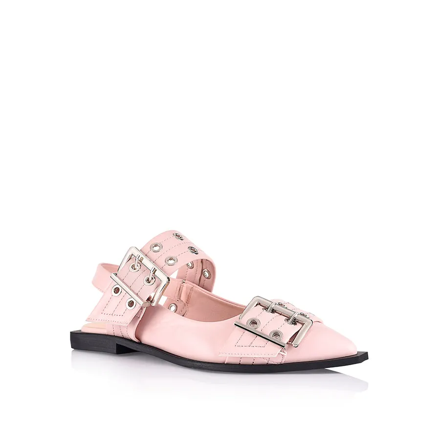 Clea Slingback Buckle Flats - Blush Pink Comfortable Wedding Shoes Flats