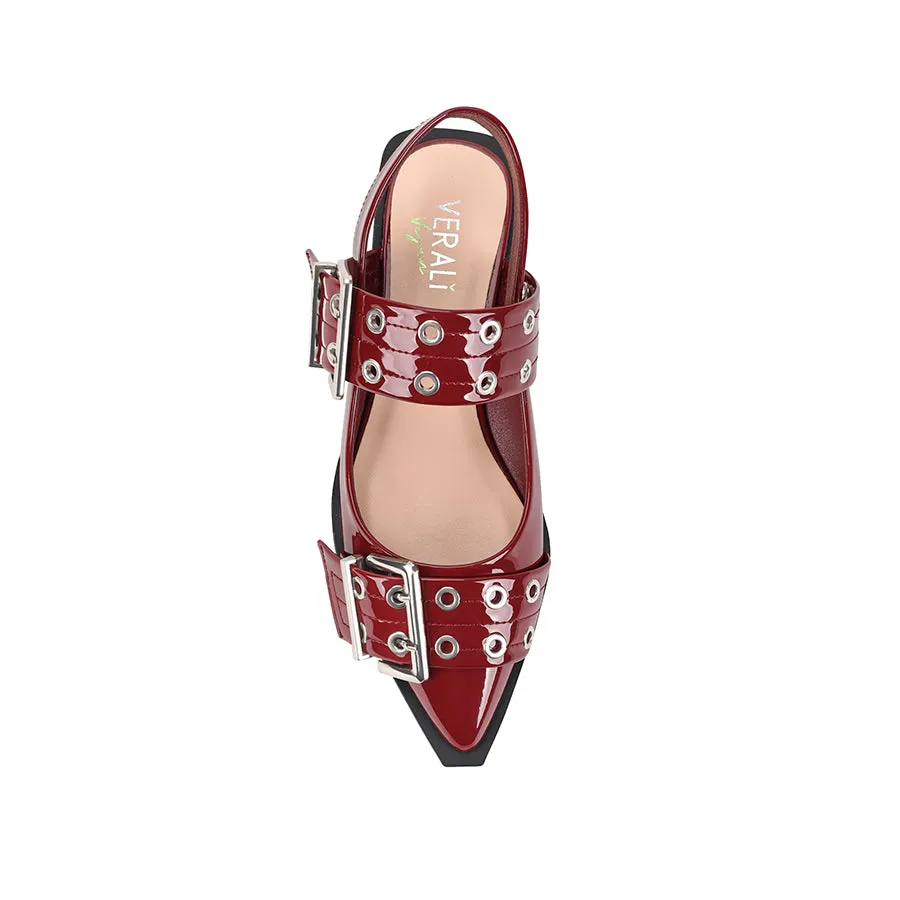 Clea Slingback Buckle Flats - Wine Patent Xc Flat Pedal Shoes