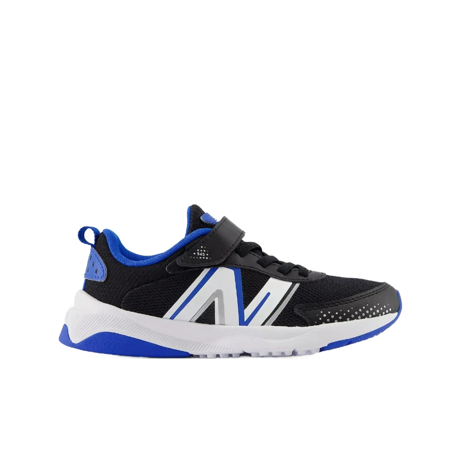Kid's Dynasoft 545 Bungee Lace with Top Strap Black/Blue Oasis (10.5c-3Y) Good Xc Running Shoes