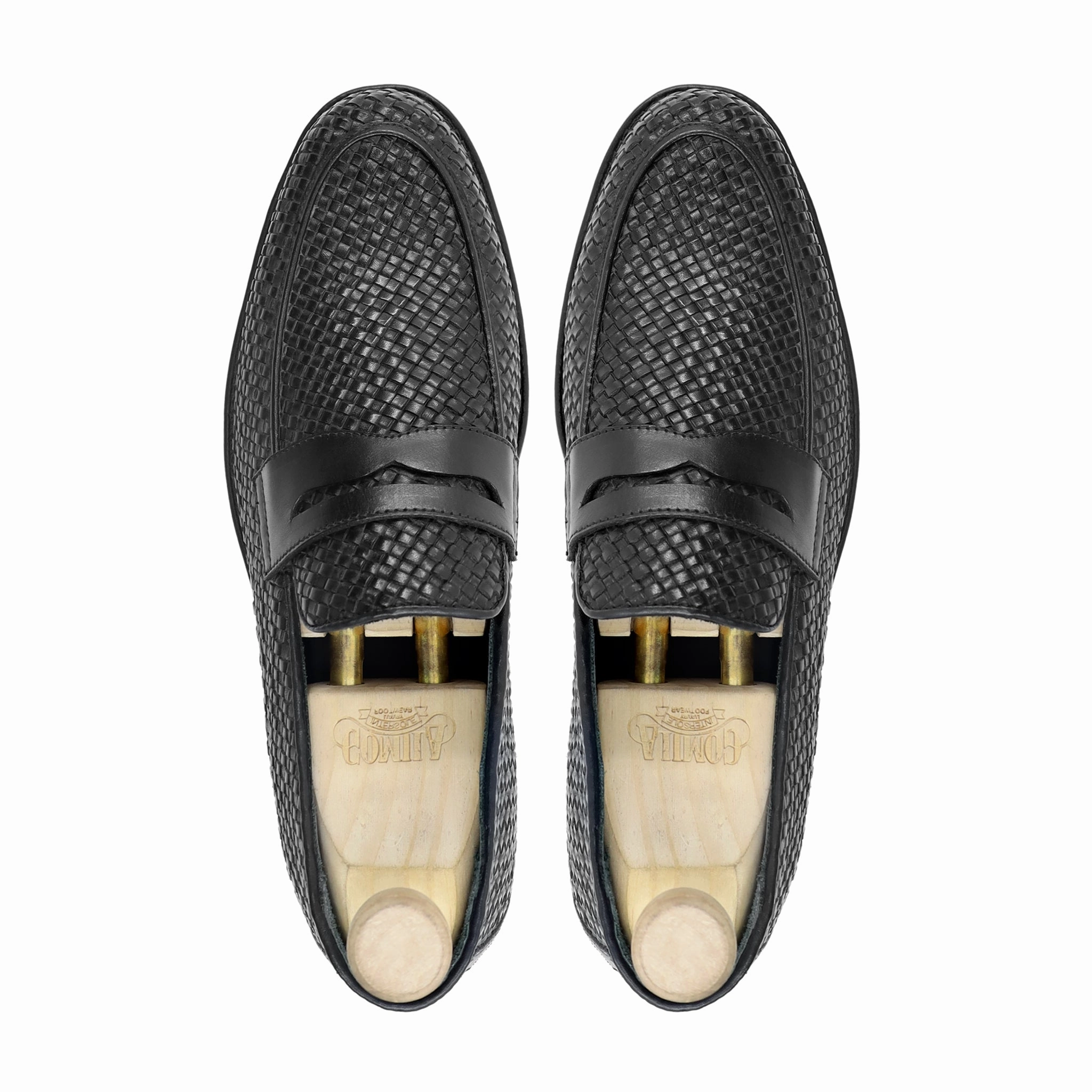 Rybnik - Men' Black Hand Woven Calf Leather Loafer Vintage Loafers