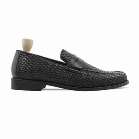 Eurosoft Loafers Rybnik - Men' Black Hand Woven Calf Leather Loafer