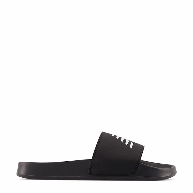 DynaSoft 200v2 Black/White Flat Slip On Sandals