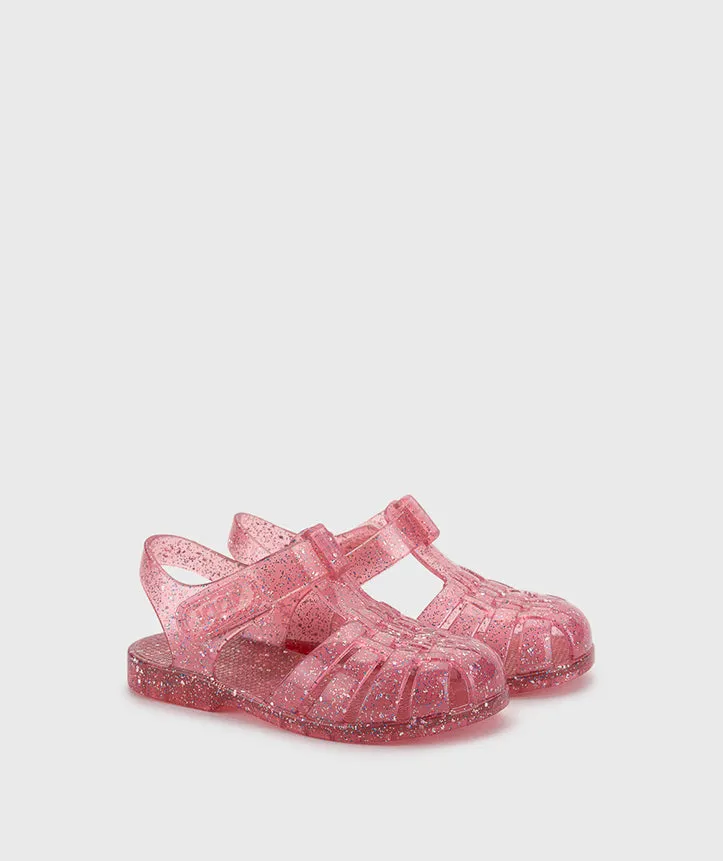 Slip On Sandals With Heels Igor 10329-387 Clasica Cristal Sandals, Tr.Fucsia Multi Glitter