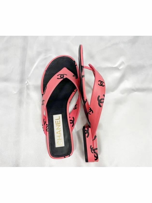 Yarn Flip Flops CC Logo Print Lambskin Flip Flops Pink Chanel