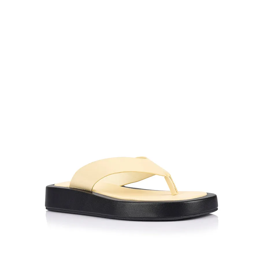 Bionic Flip Flops Bouncer II Flatform Thongs - Butter/Black