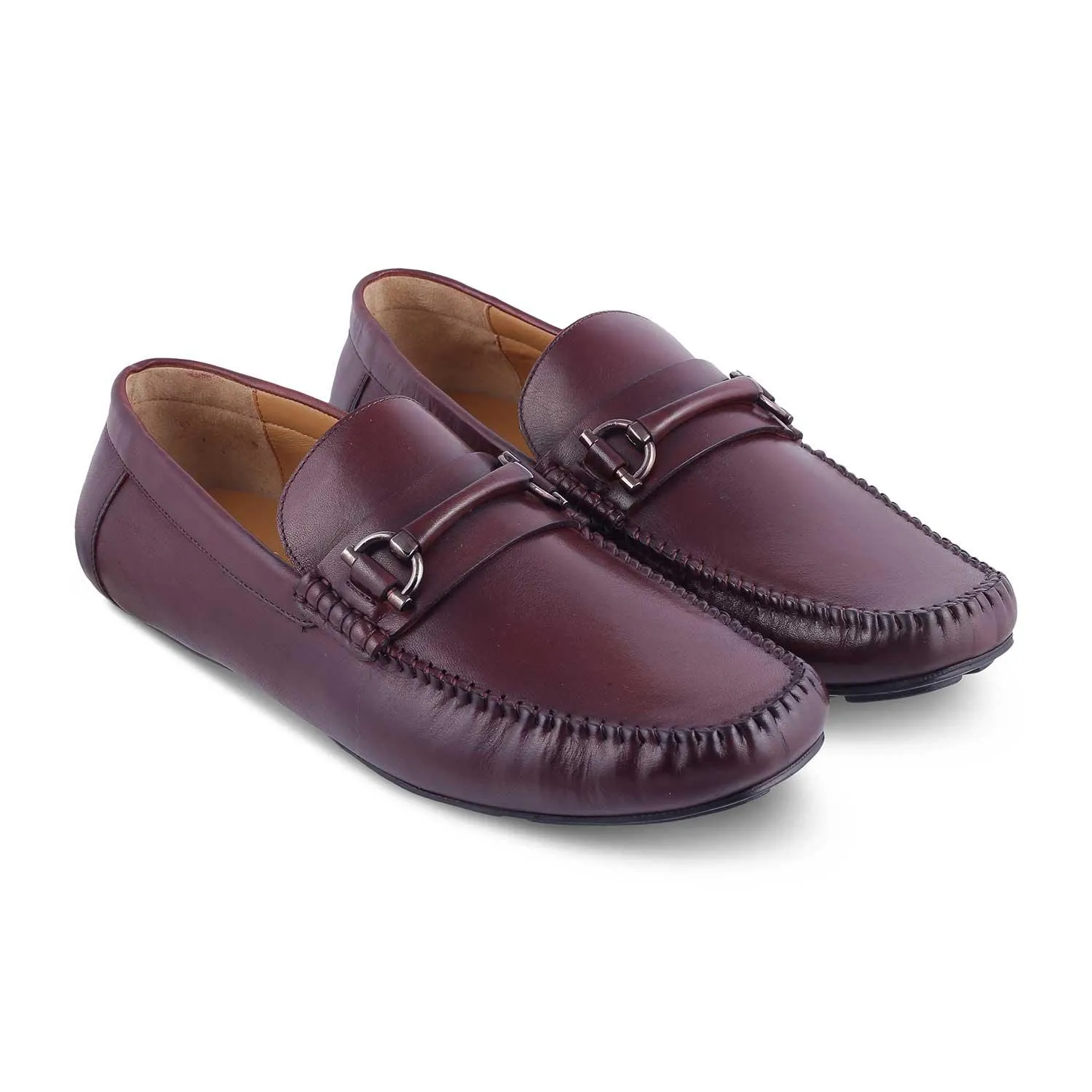 Airwalk Loafers The Salvo Wine Men's Leather Driving Loafers Tresmode
