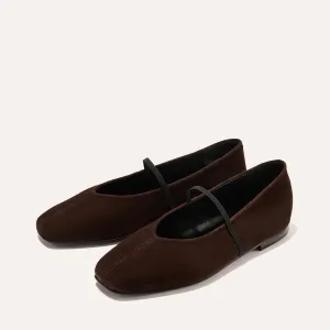 The Phoebe - Espresso Suede Flat Classic Shoes