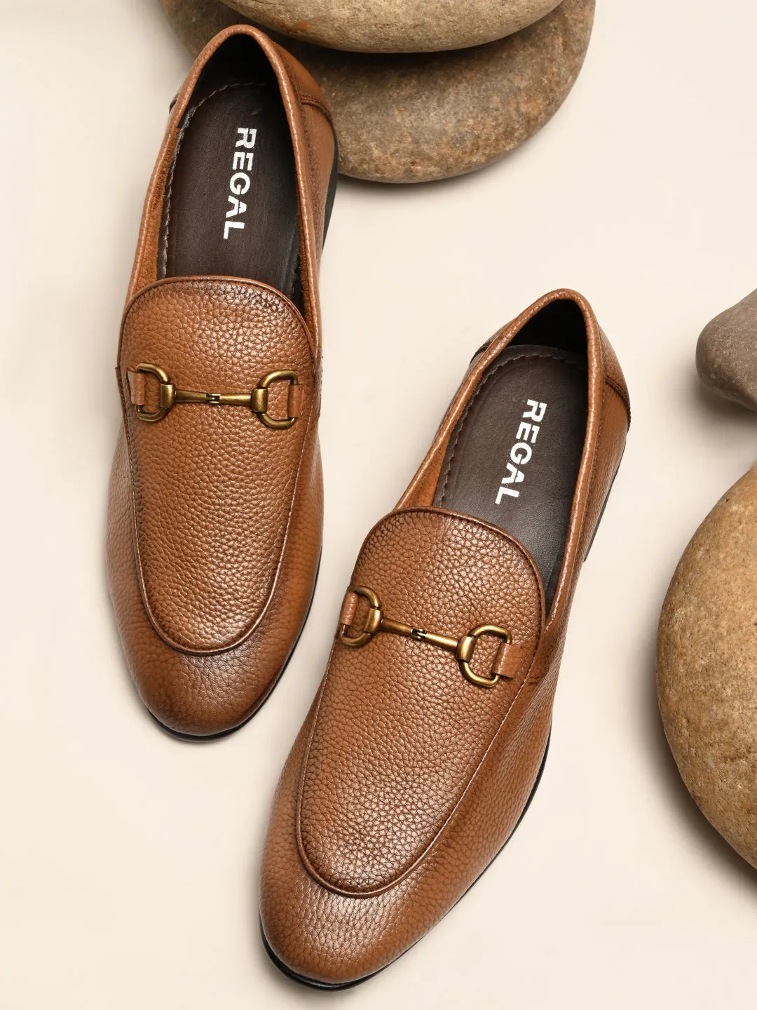 Ariat Slip Ons Regal Tan Men Leather Buckled Formal Slip Ons