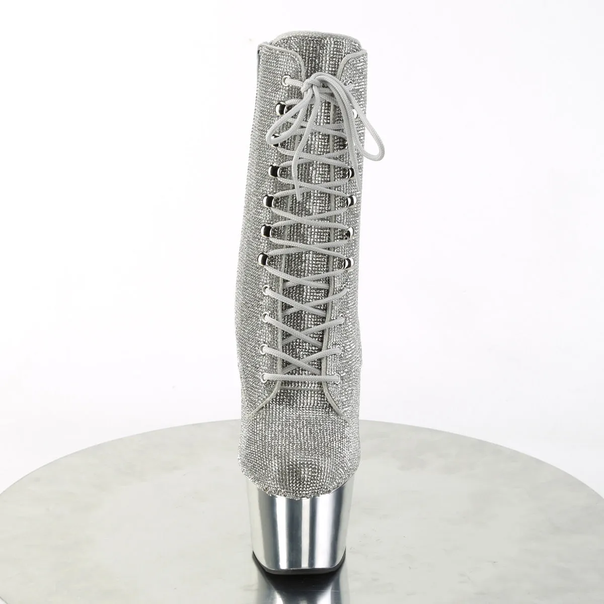 7 Inch Heel ADORE-1020CHRS Silver Rhinestone Jungle Boots