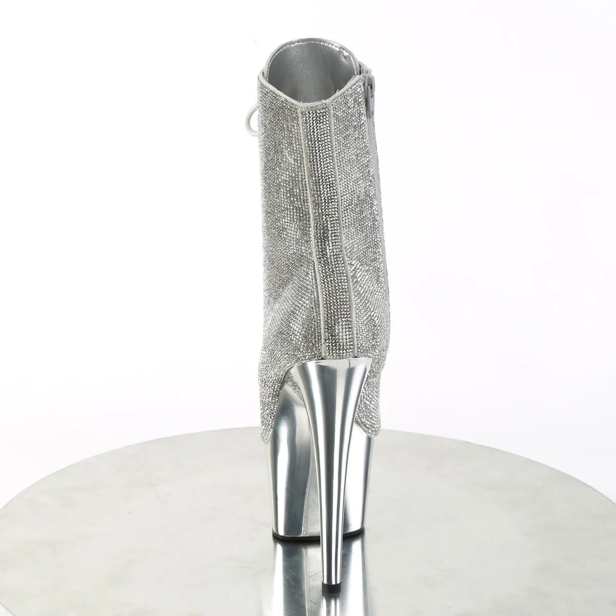 7 Inch Heel ADORE-1020CHRS Silver Rhinestone Eskimo Boots