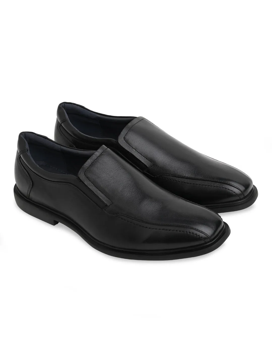 Regal Black Men Light Weight Comfort Leather Slip Ons Slip On Arch Support Shoes