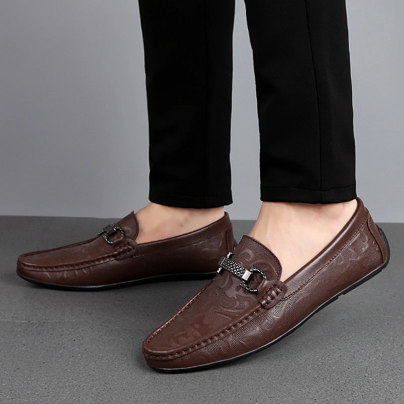 Prada Brushed Leather Loafers West Louis Designer Unique Pattern Leather Mocassins