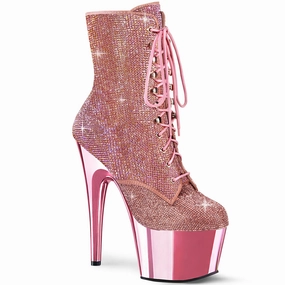 7 Inch Heel ADORE-1020CHRS Baby Pink Rhinestone Water Hiking Boots