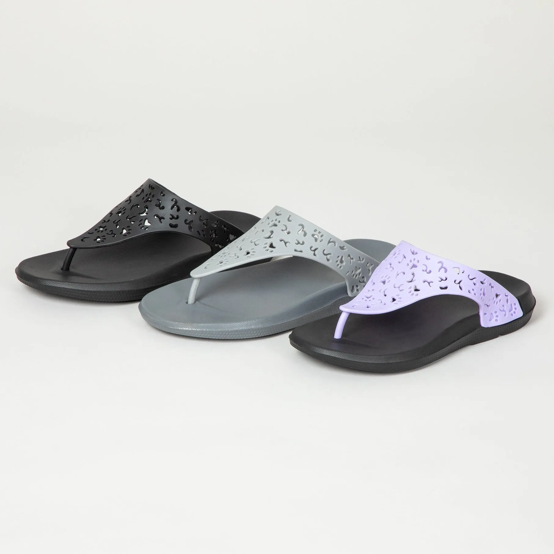 Cut-Out Paw Print Flip Flops Slip On Fall Shoes