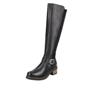 Flat Cowboy Boots Remonte by Rieker Women's Aida Tall Boot - Black